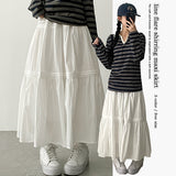 Leaf Waist Banding Line Flare Shirling Kang Kang Long Skirt