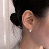  [925silver] Matt half ball earring (6mm)