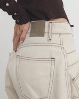 Overstitched Double Waist Jeans
