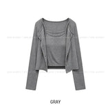 Eka Ribbed Crop Cardigan set