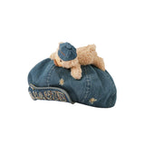 13DE MARZO Denim Cuffed Beret Hat