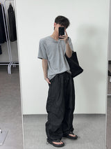 ワッフルヘンリーネックハーフTシャツ