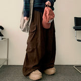 Duckle pintuck corduroy wide cargo pants