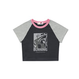 GIRLラグランクロップtシャツ