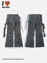 cool frill layered skirt bendable pants