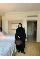 Half Turtleneck Black Flared Long Dress