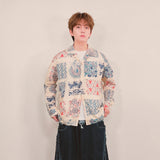 ethnic paisley open collar shirt_blue