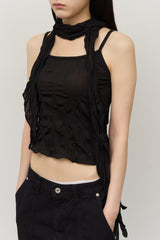 (W) Dun Wrinkled Scarf Top
