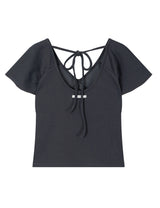 WRAP SHIRRING TOP(CHARCOAL)
