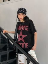 ヘイトラブプリンティングオーバー半袖Tシャツ