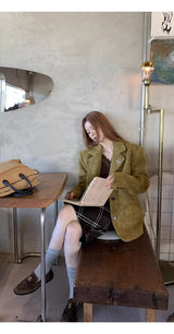 Olive Mo'Hair Boxy Fit Warm Jacket