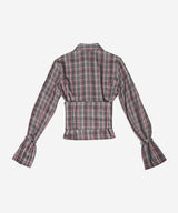 CHECK CORSET SHIRT #PINK GRAY