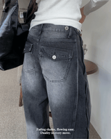 Dual Switch Gradient Flap Pocket ツーウェイスナップワイドパンツ (3 Colors)