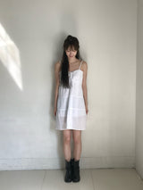 Boho Shirring Mini Dress (White)