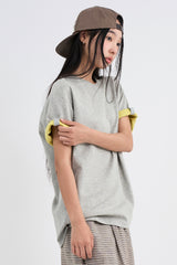 レイヤード ロールアップ Tシャツ