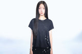グランジクローレオパードアイレットTシャツ - ブラック