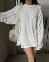 Depth Outline Overfit Terry Stitch Long Sleeve Knit (2 colors)