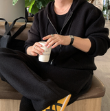 [Set-up]Risquare Two-Way Oversized Fit Hooded Zip-Up Knitwear 