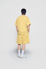 24FW アップリケ ロゴ ピグメント ショートパンツ ライトイエロー