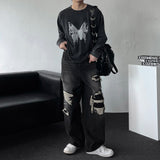 バタフライプリント長袖Tシャツ (DP779389802718)