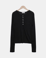 ダンディ テンセル ボタン ロングスリーブ Tシャツ