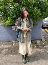 [unisex] サンキニオーバーフィトポケットチェックシャツ
