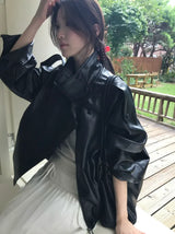 [ autumn basic ] fits snap & buckle over leather jacket