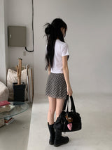 CHECK CHIFFON MINI SKIRT (4C)
