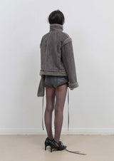 Detachable Fur Shearling Jacket / Charcoal