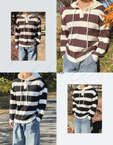 Stripe hooded knit hand warmer