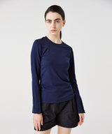 modal button long sleeve top_navy