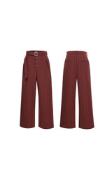 Striped Pleated Wide Leg Pants