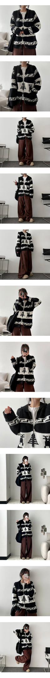 Synd Deer Two Way Knitwear Zip-Up Cardigan