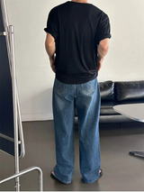 [Unisex] Stud wide denim pants