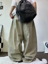 SIDE LIGHTENING 🩶💛🖤 NYLON OVER WIDE OVER LONG PANTS 💛3COLOR