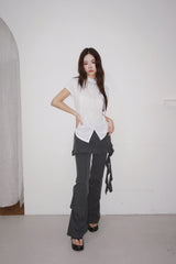 cool frill layered skirt bendable pants