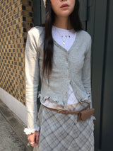 Frill Hem V-Neck Cardigan (3color)