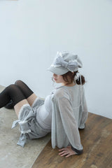 ribbon sleeve cardigan(gray)