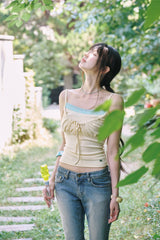 [MADE] Fromdi Ribbon Shirred Lace Sleeveless
