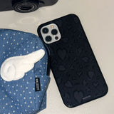 [Magsafe]Leopard Heart glass case / Black