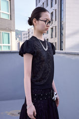 フローラル レースパフトップ(Black)