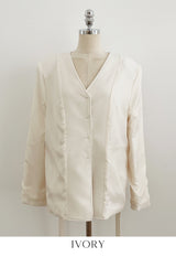 Illy V-neck No Collar Jacket (Belt set)