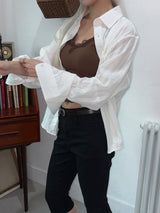 Pure wrinkle crop shirts(2color)