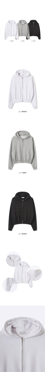 [Unisex] クロップ2wayフードジップアップ(3color)