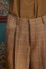 WOOL CHECK SLACKS / BEIGE