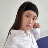 cotton rib hair band - black