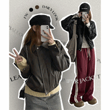 Tende collar leather jacket