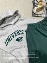  Urban University Embroidery Double Middle Overfit Hoodie