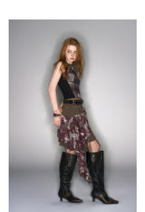 2025 Spring/Summer New Leopard Print Lace Splicing Multi-layer Irregular Hem Half Skirt