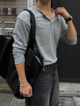 Soft henley neck long sleeve t-Shirt